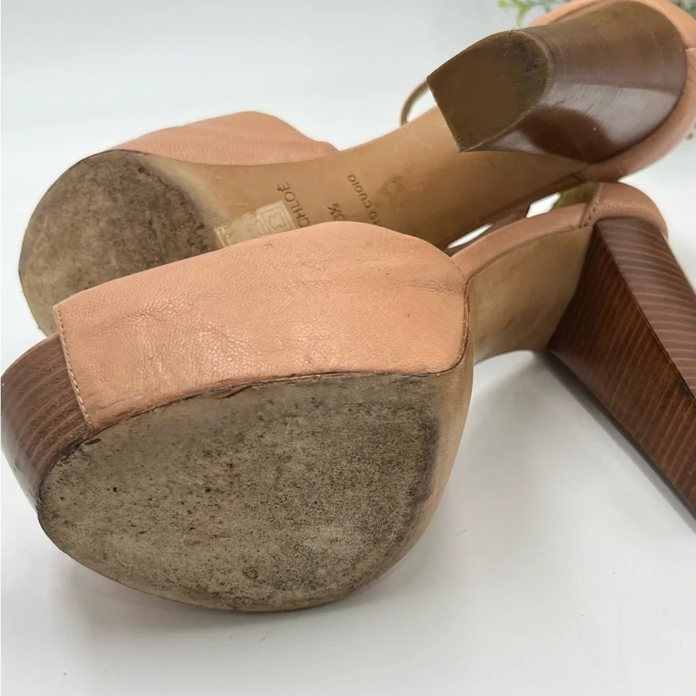 See By Chloe Vela Light Pink-Nude Platform High Heels‎ Sandals Sz 36.5/US 6